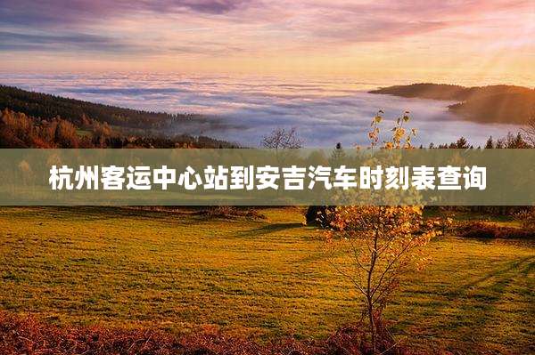 杭州客运中心站到安吉汽车时刻表查询