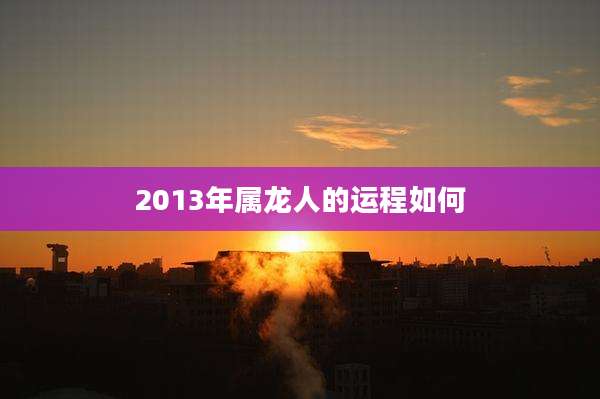 2013年属龙人的运程如何