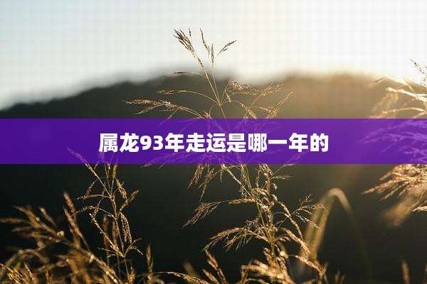 属龙93年走运是哪一年的