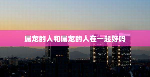 属龙的人和属龙的人在一起好吗