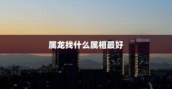 属龙找什么属相最好