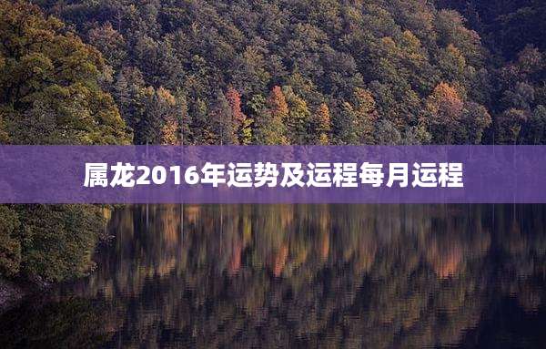属龙2016年运势及运程每月运程