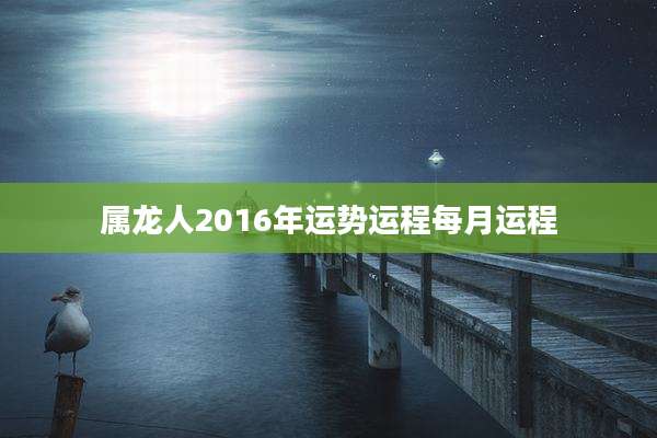 属龙人2016年运势运程每月运程