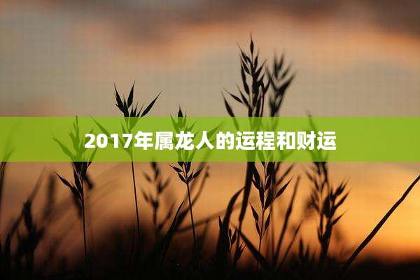 2017年属龙人的运程和财运