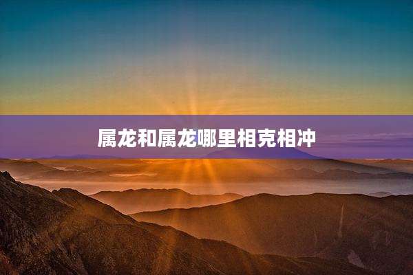 属龙和属龙哪里相克相冲