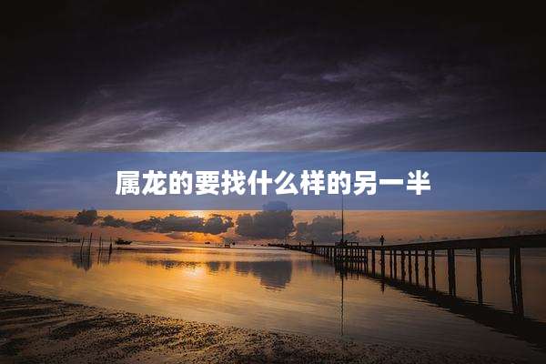 属龙的要找什么样的另一半
