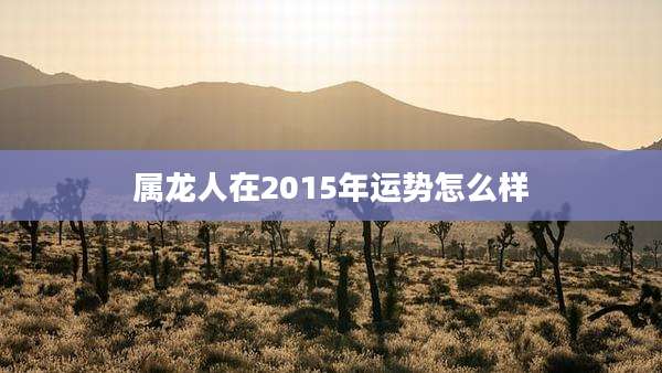 属龙人在2015年运势怎么样