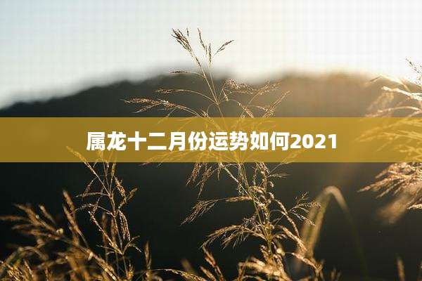 属龙十二月份运势如何2021