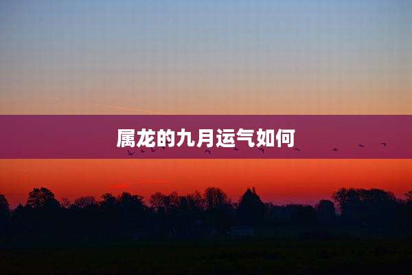 属龙的九月运气如何