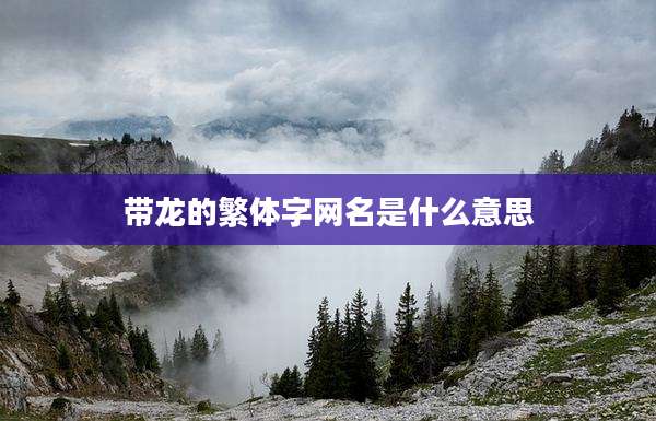 带龙的繁体字网名是什么意思