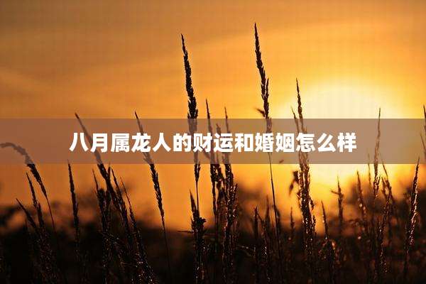 八月属龙人的财运和婚姻怎么样