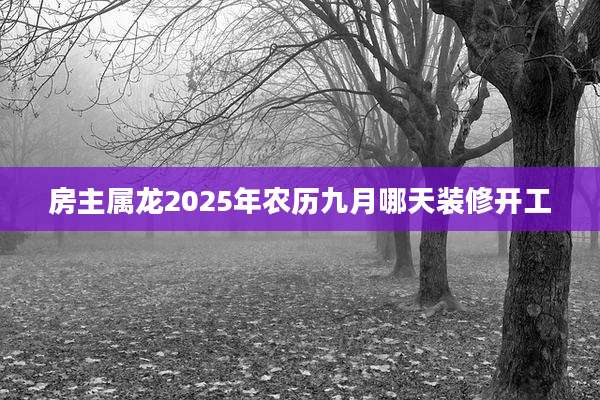 房主属龙2025年农历九月哪天装修开工