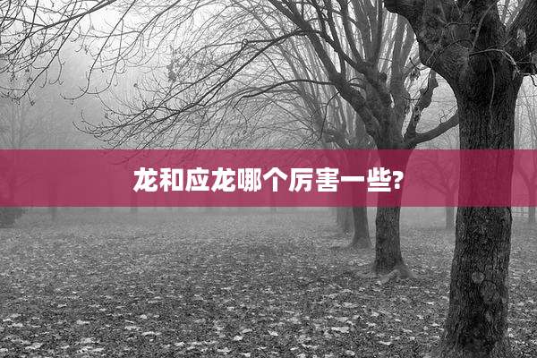 龙和应龙哪个厉害一些?