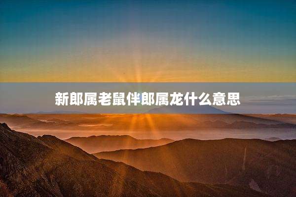 新郎属老鼠伴郎属龙什么意思