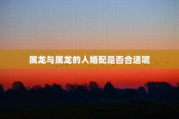 属龙与属龙的人婚配是否合适呢