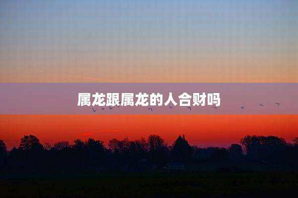 属龙跟属龙的人合财吗