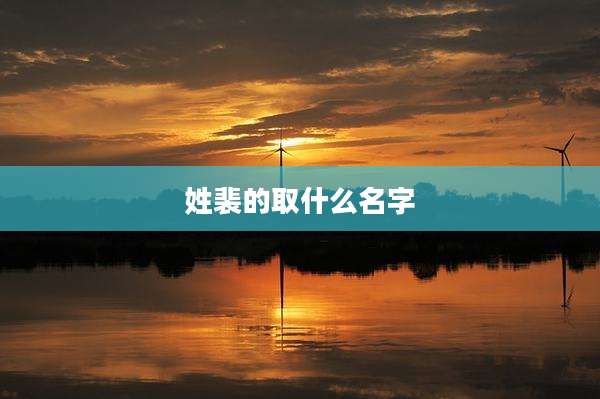 姓裴的取什么名字