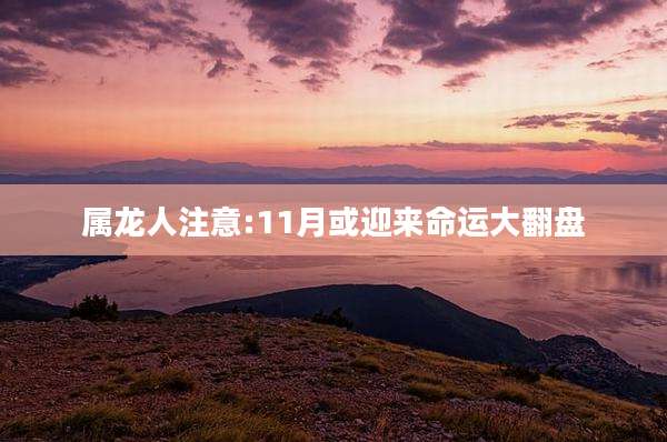 属龙人注意:11月或迎来命运大翻盘