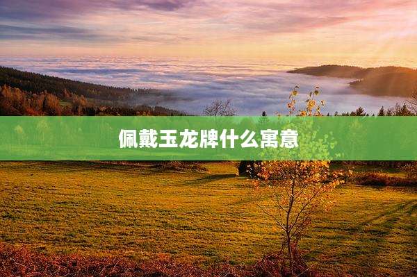 佩戴玉龙牌什么寓意