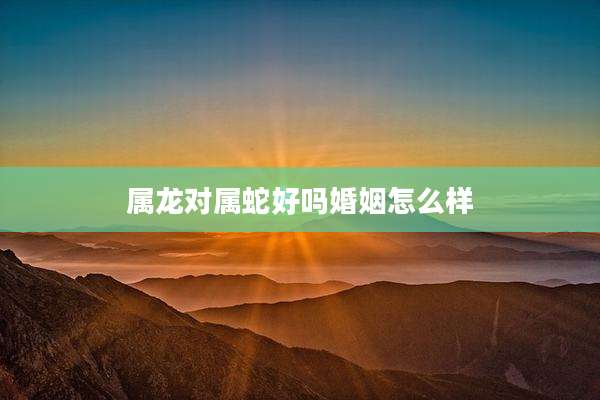 属龙对属蛇好吗婚姻怎么样