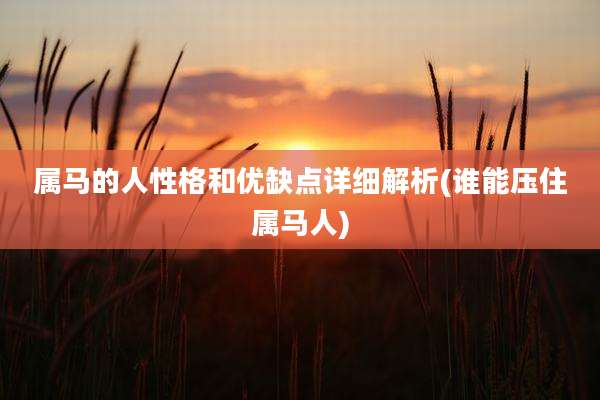 属马的人性格和优缺点详细解析(谁能压住属马人)