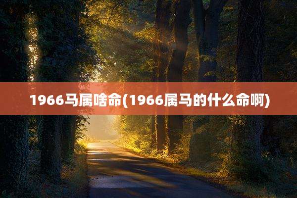 1966马属啥命(1966属马的什么命啊)