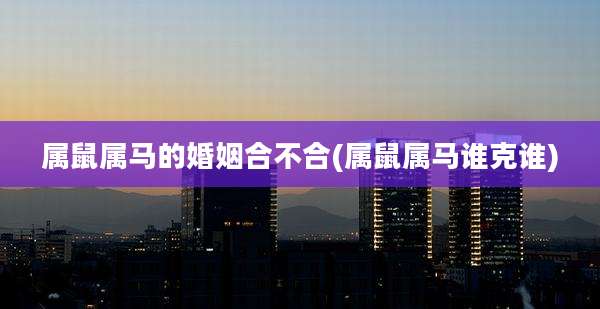 属鼠属马的婚姻合不合(属鼠属马谁克谁)