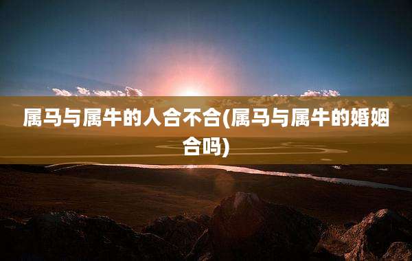 属马与属牛的人合不合(属马与属牛的婚姻合吗)