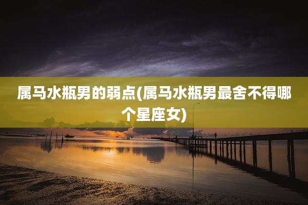 属马水瓶男的弱点(属马水瓶男最舍不得哪个星座女)
