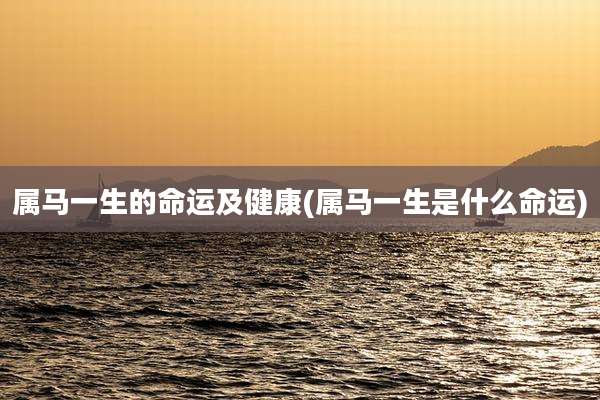 属马一生的命运及健康(属马一生是什么命运)
