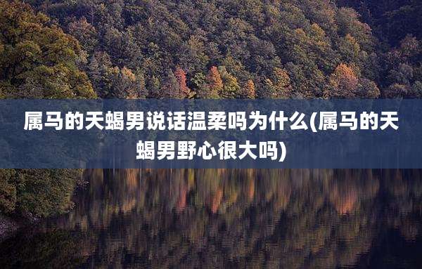 属马的天蝎男说话温柔吗为什么(属马的天蝎男野心很大吗)