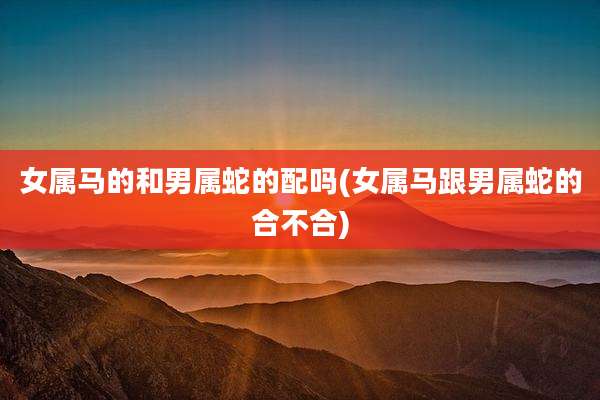 女属马的和男属蛇的配吗(女属马跟男属蛇的合不合)
