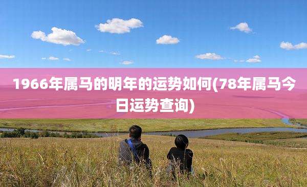 1966年属马的明年的运势如何(78年属马今日运势查询)