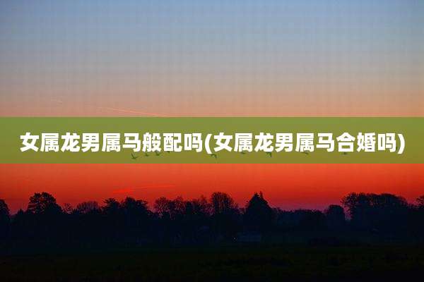 女属龙男属马般配吗(女属龙男属马合婚吗)