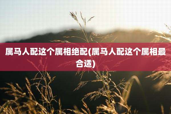 属马人配这个属相绝配(属马人配这个属相最合适)