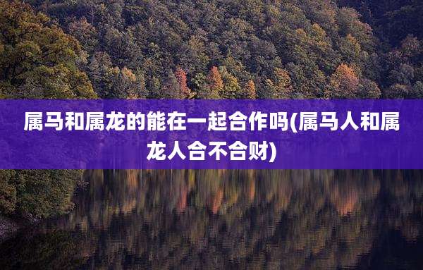 属马和属龙的能在一起合作吗(属马人和属龙人合不合财)