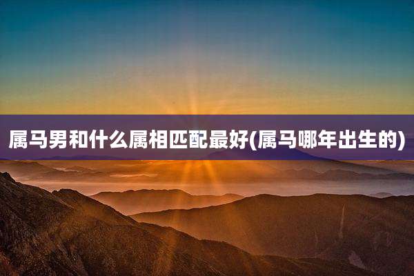 属马男和什么属相匹配最好(属马哪年出生的)