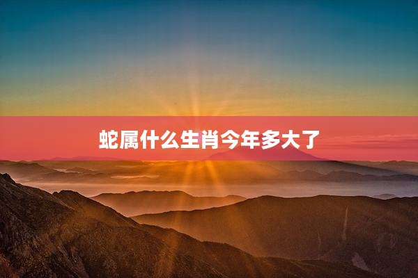 蛇属什么生肖今年多大了