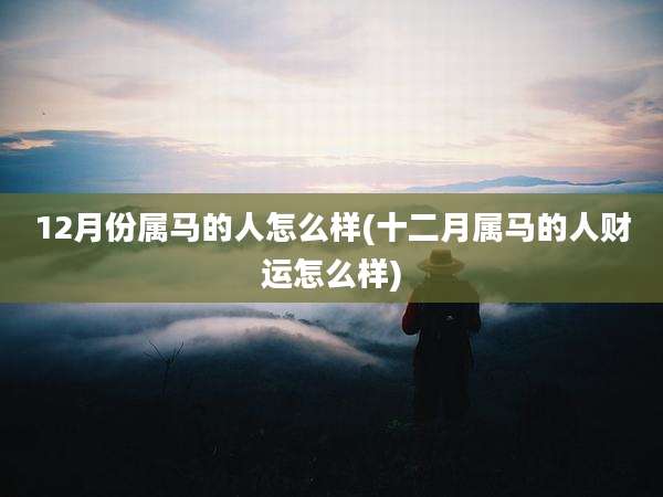 12月份属马的人怎么样(十二月属马的人财运怎么样)