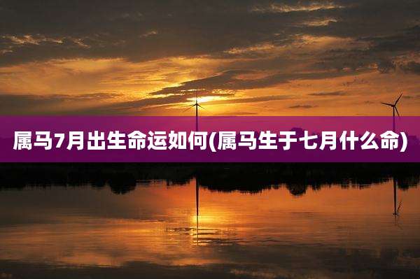 属马7月出生命运如何(属马生于七月什么命)
