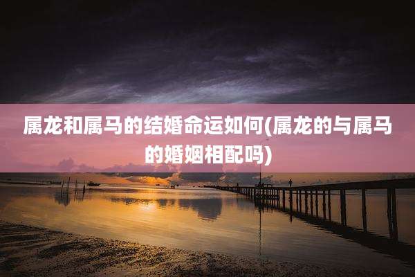 属龙和属马的结婚命运如何(属龙的与属马的婚姻相配吗)