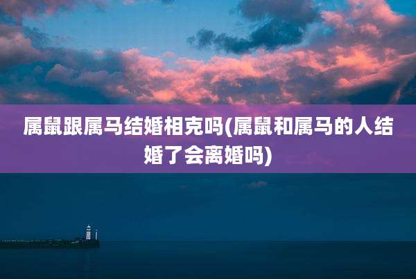 属鼠跟属马结婚相克吗(属鼠和属马的人结婚了会离婚吗)