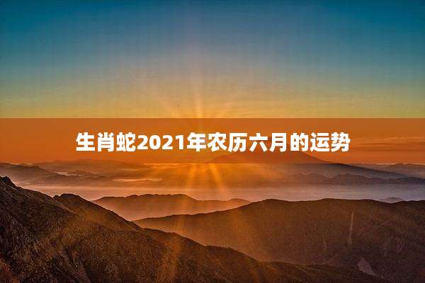 生肖蛇2021年农历六月的运势
