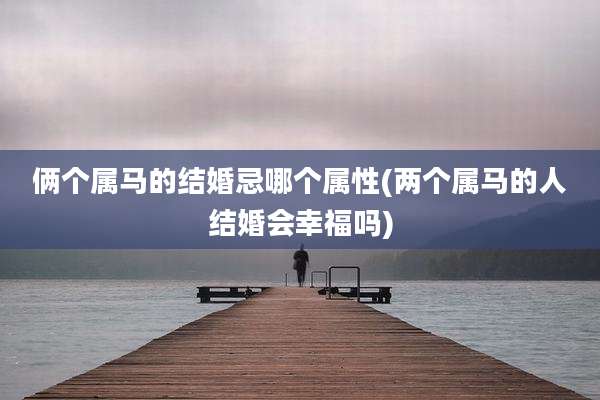 俩个属马的结婚忌哪个属性(两个属马的人结婚会幸福吗)