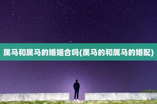 属马和属马的婚姻合吗(属马的和属马的婚配)