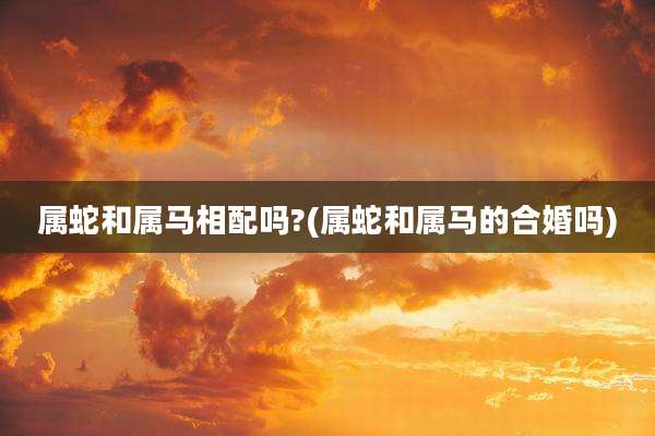 属蛇和属马相配吗?(属蛇和属马的合婚吗)