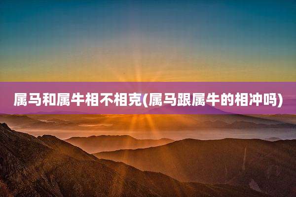属马和属牛相不相克(属马跟属牛的相冲吗)