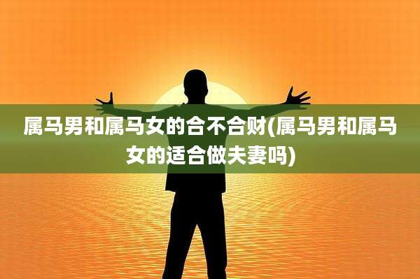 属马男和属马女的合不合财(属马男和属马女的适合做夫妻吗)