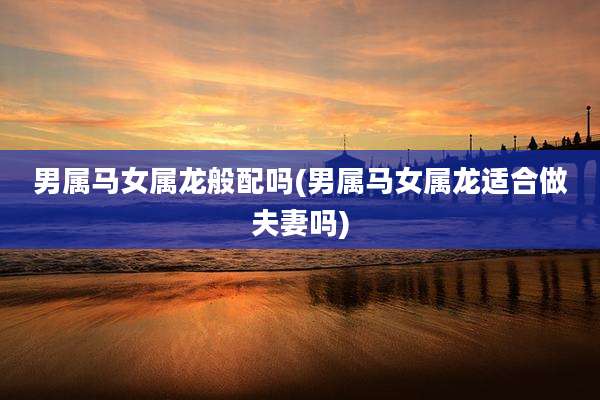 男属马女属龙般配吗(男属马女属龙适合做夫妻吗)