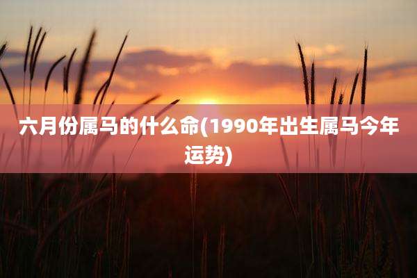 六月份属马的什么命(1990年出生属马今年运势)